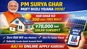 PM Surya Ghar Yojana 2026, free electricity scheme India, solar subsidy 78000, rooftop solar India, government scheme 2026, free 300 unit bijli, solar panel subsidy India, renewable energy scheme